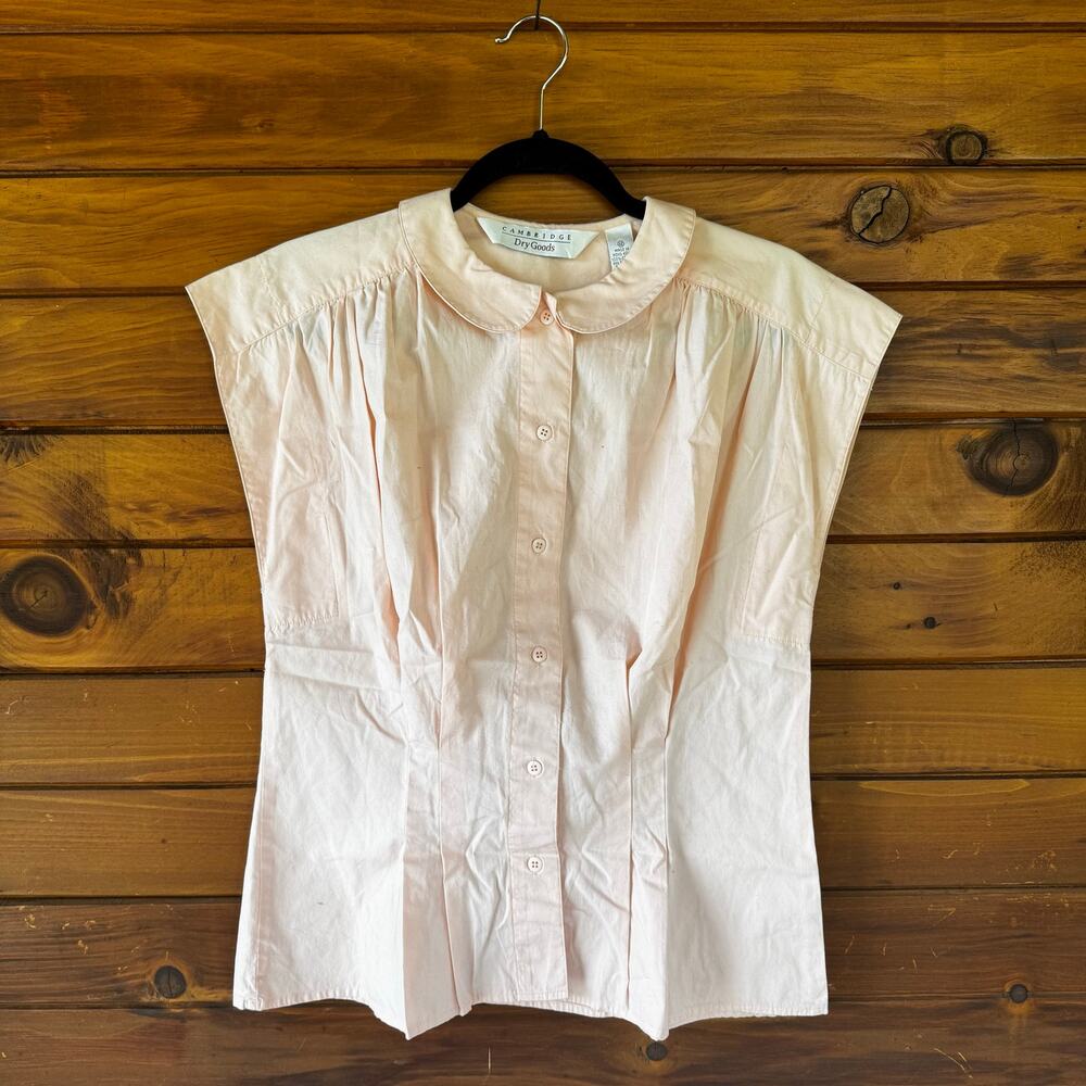 VINTAGE | 1990s Cambridge Blush Peter Pan Collar Sleeveless Cotton Top Size 12
